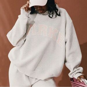 Parke Women's Light Gray And Pink Mock Neck Sweatshirt